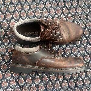 Vintage Y2K Chunky Sketchers Brown Leather Oxfords Men’s 11